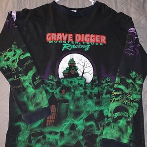 Grave Digger all over print Long Sleeve tee